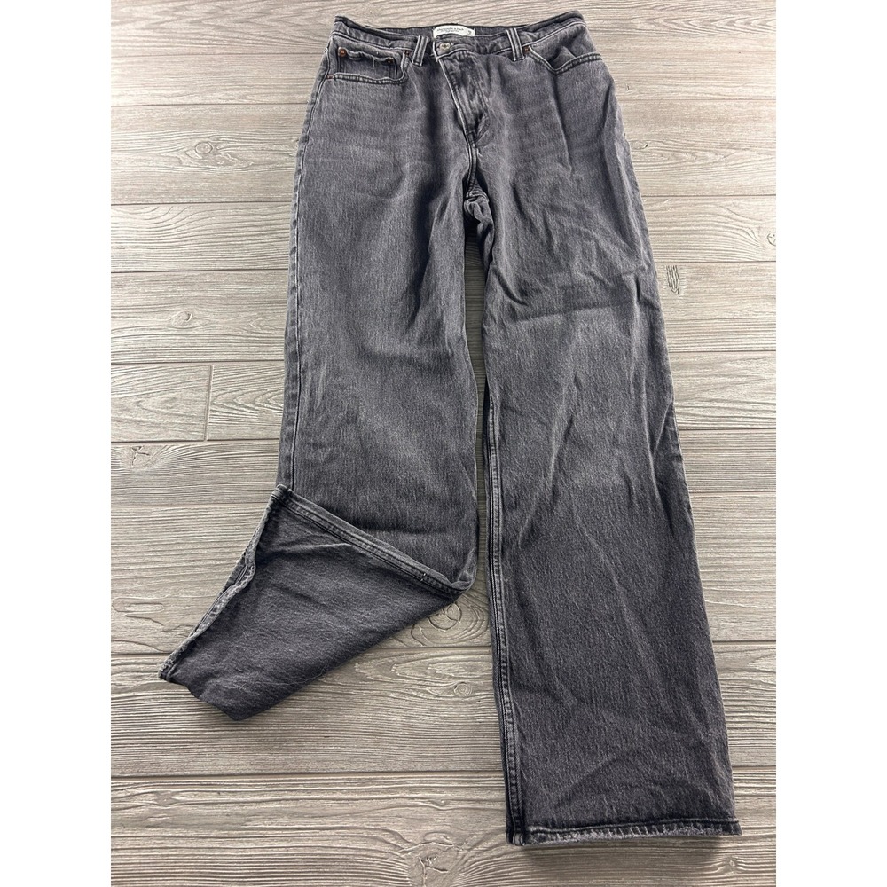 Abercrombie & Fitch Curve Love The 90s Relaxed Jean High Rise Faded Black 28 6R